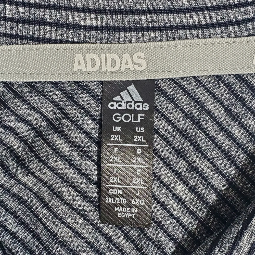 ADIDAS GOLF‎ Polo Shirt w/Pocket Gray-Black, UPF 30-50  Size 2XL